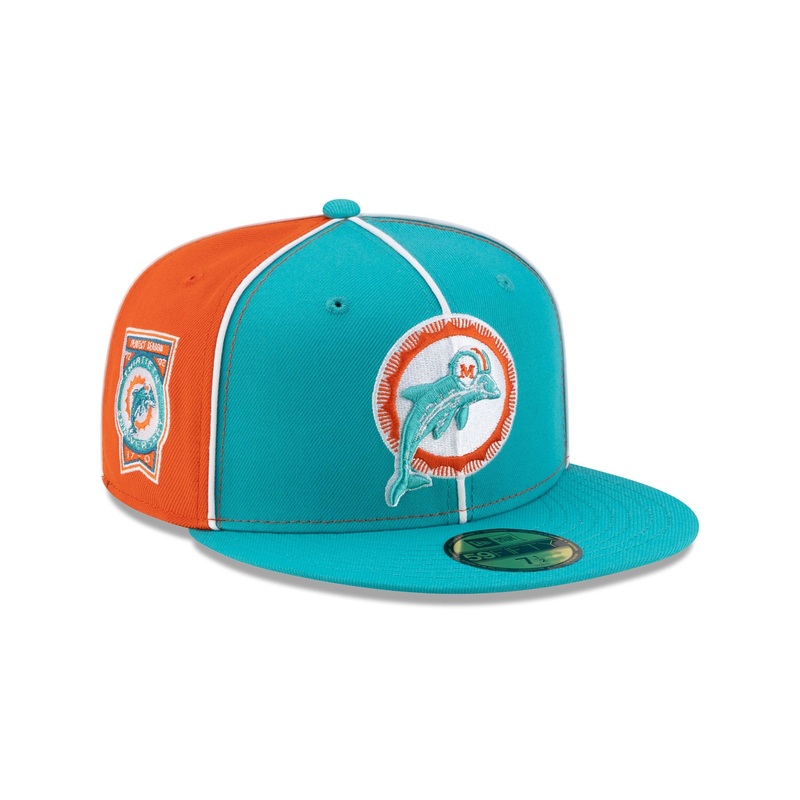 Miami Dolphins Two-Tone Pinwheel 59FIFTY Fitted Hat 7
