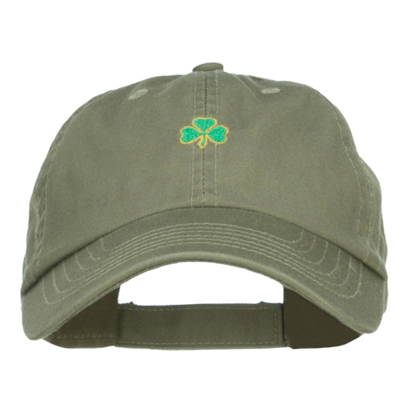 Mini Shamrock Embroidered Pet Spun Cap Olive One Size