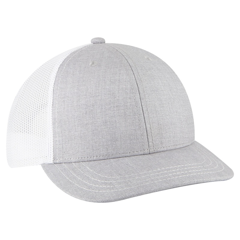 Otto Cap 112-1 Youth – 6 Panel Mid Profile Mesh Back Trucker Hat – 112 Kids 747416 – HeatherGray/HeatherGray/White Youth