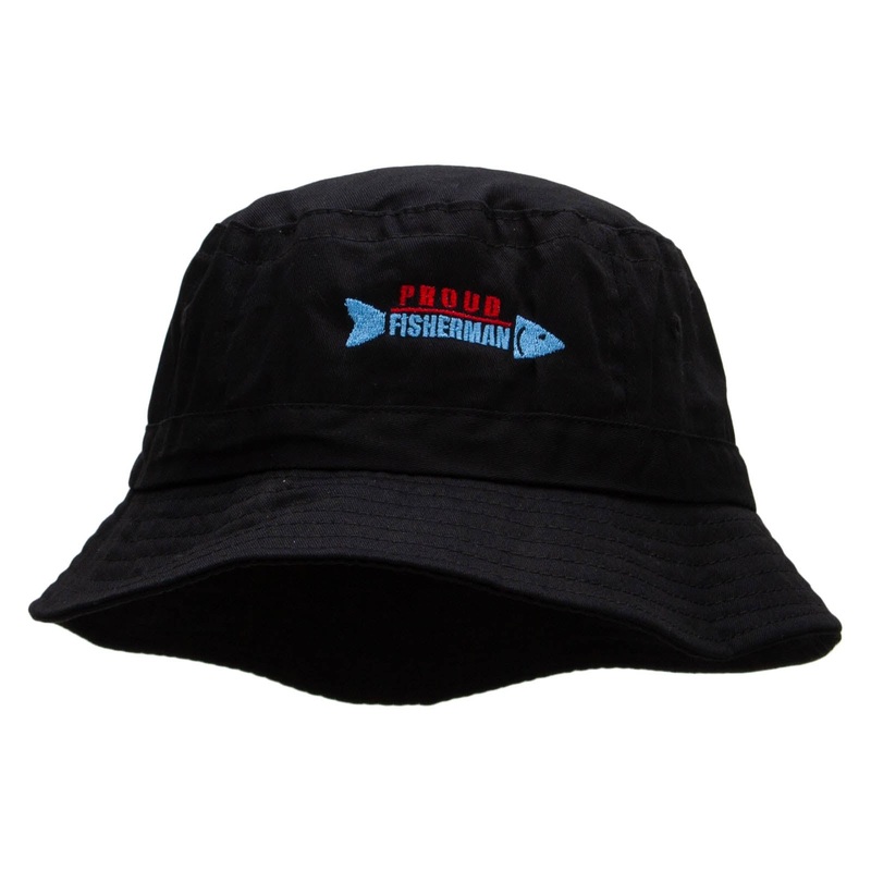Proud Fisherman Embroidered Pigment Dyed Bucket Hat Black One Size