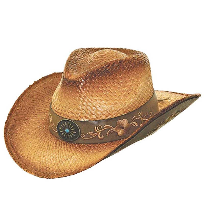 Rustic Floral Embroidered Cowboy Hat for Small Heads – Karen Keith Hats Tan Small (55 cm)