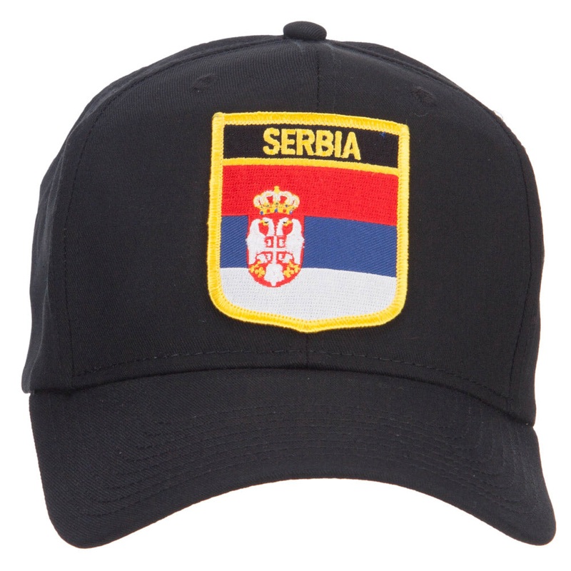 Serbia Flag Shield Patched Cap Black One Size