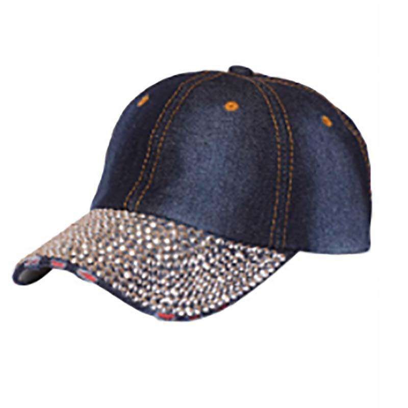 Studded Bill Denim Baseball Cap Dark Denim