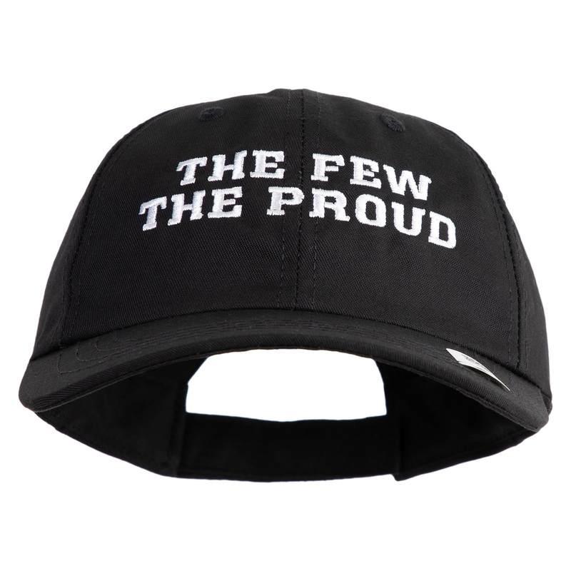 The Few The Proud Embroidered 6 Panel Unstructured Cotton Twill Cap Made in USA Black One Size
