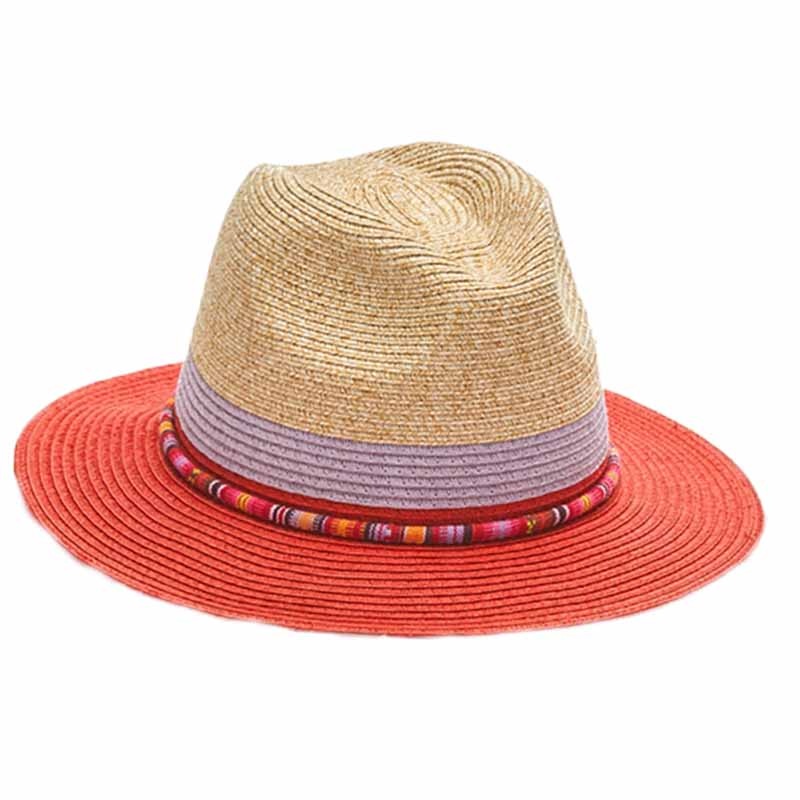 Three Tone Safari Hat with Colorful Band – Kallina Red Medium (57 cm)