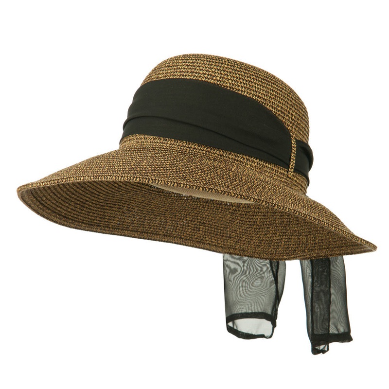 UPF 50+ Garment Tie Wide Brim Sun Hat Black One Size