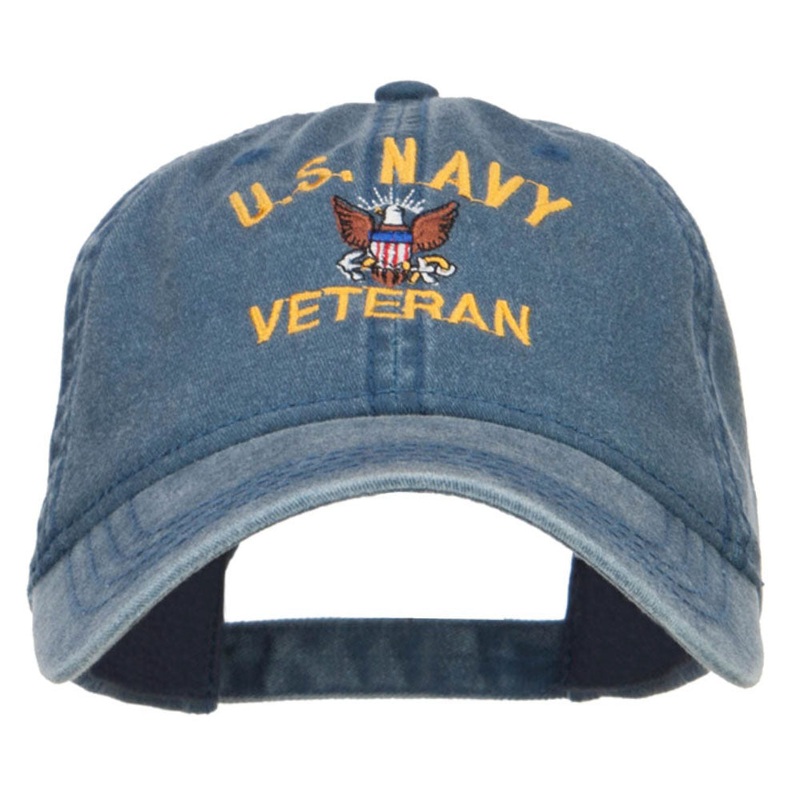 US Navy Veteran Military Embroidered Washed Cap Navy One Size