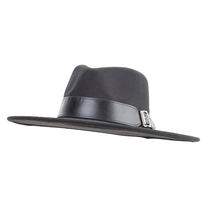 Women’s Gambler Crown Large Brim Leatherette Band Hat Black One Size