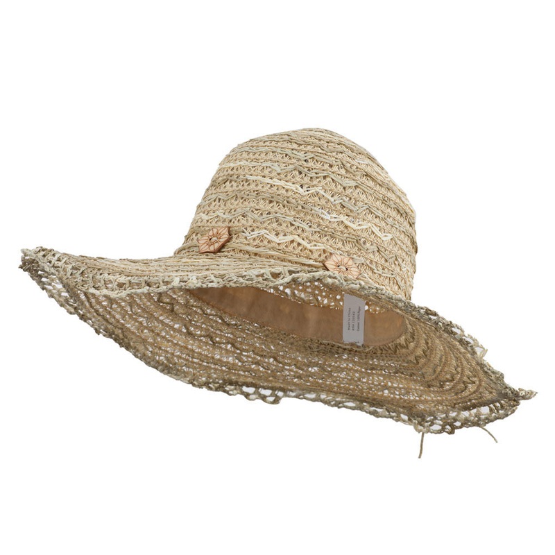 Zig Zag Designed Toyo Braid Hat Beige One Size