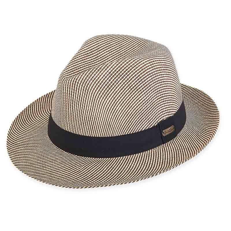 Carter Striped Fedora Hat – Sun ‘N’ Sand Hat Brown M/L (58 cm)