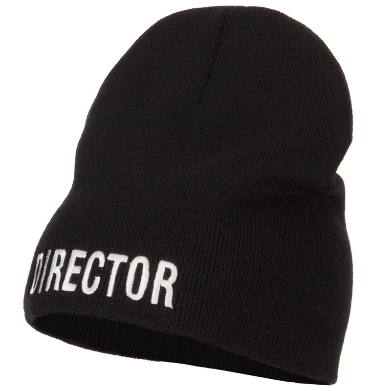 Director Embroidered Big Size Acrylic Short Beanie Black XL-3XL