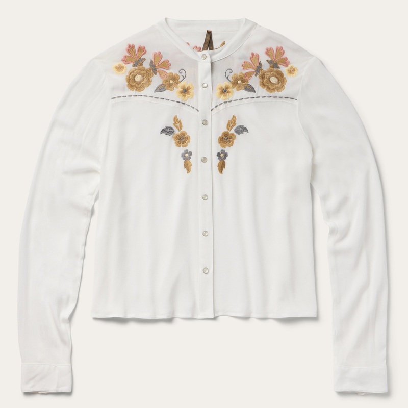 Embroidered Crepe Shirt White XS