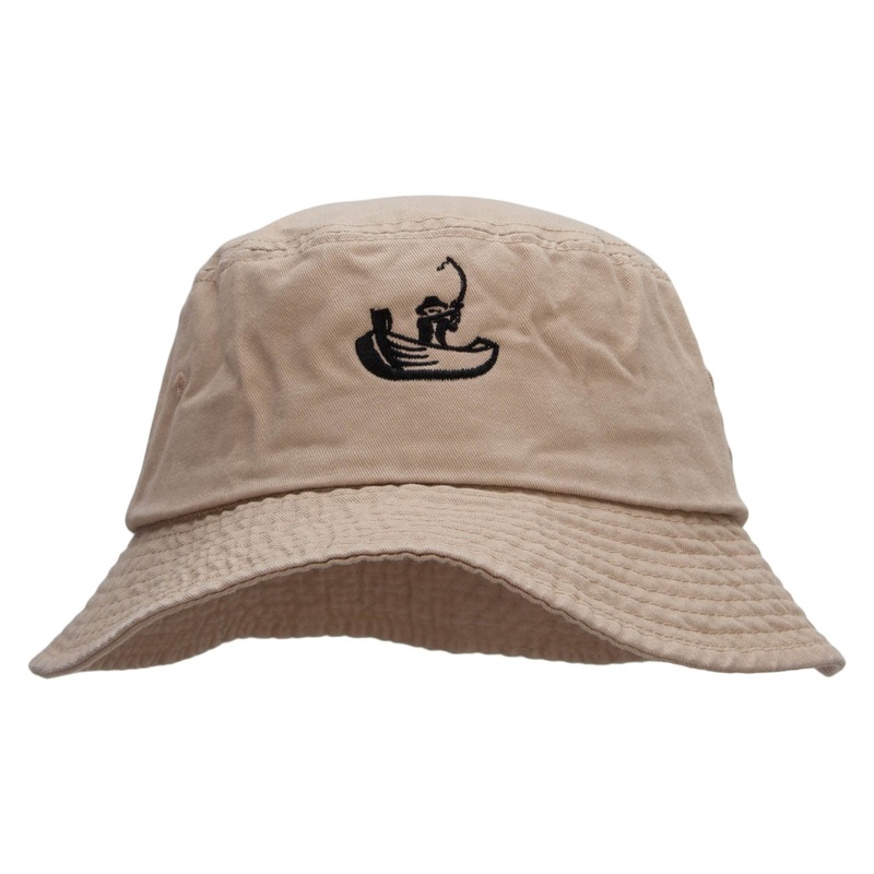 Fishing on Boat Unisex Multipurpose Crushable Cotton Twill Bucket Hat Khaki L