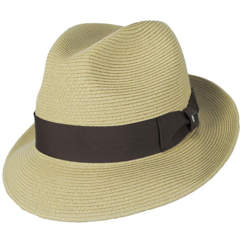 Horton CB Toyo Braid Fedora Hat DARK TAN/LIGHT BROWN S