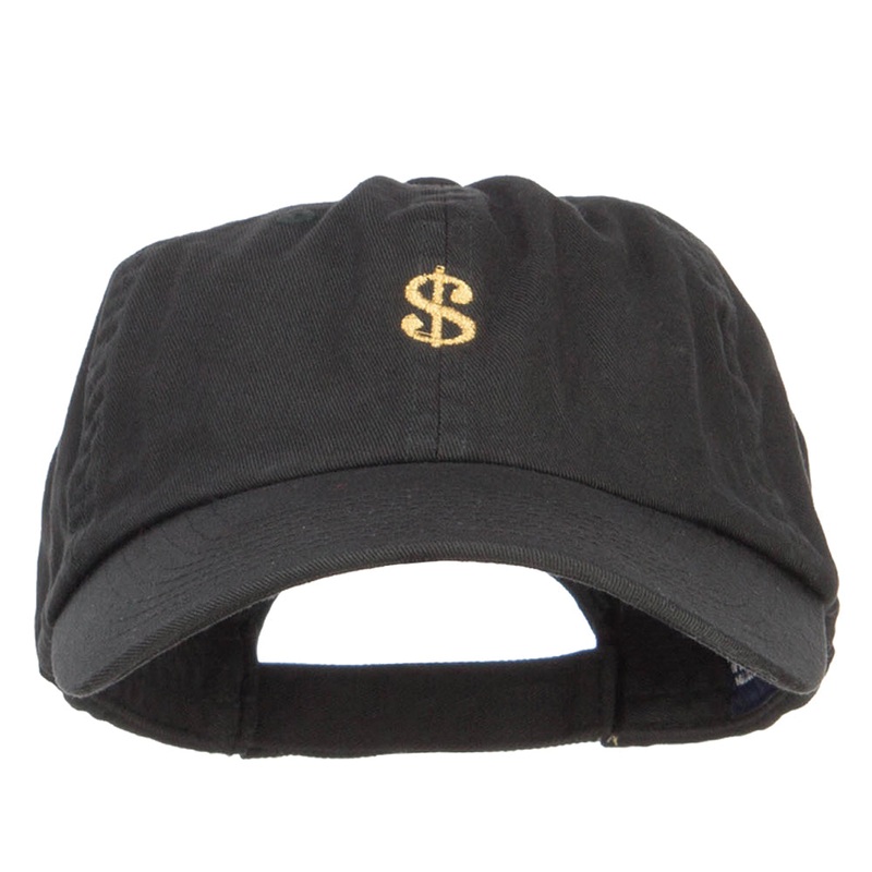 Mini Dollar Sign Embroidered Low Cap Black One Size