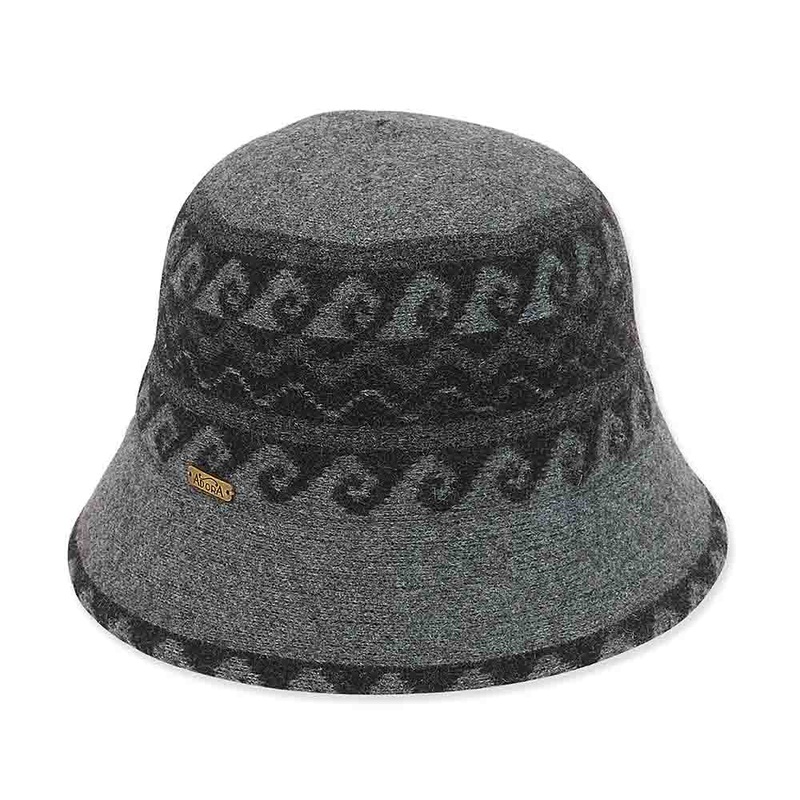Shapeable brim Patterned Soft Wool Bucket Hat – Adora Wool Hat Grey