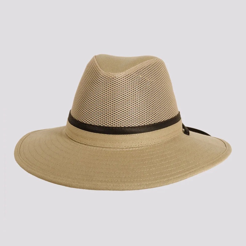 Smokey | Mens Nylon Outback Sun Hat with Mesh Sides Khaki MD