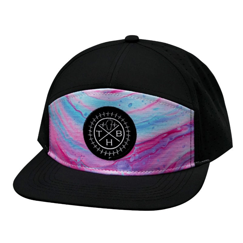 THB Hat – Flat Bill – Liquid Pink – Black – Laser Mesh