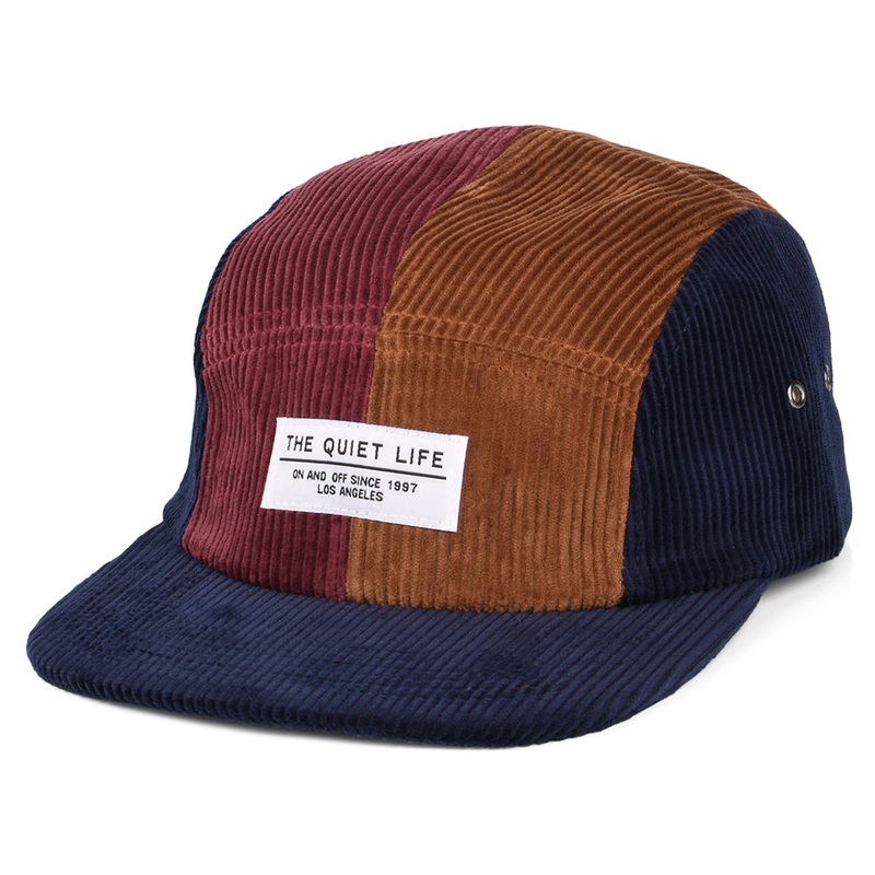 The Quiet Life Hats Chunky Cord Contrast 5 Panel Cap – Navy-Brown Adjustable