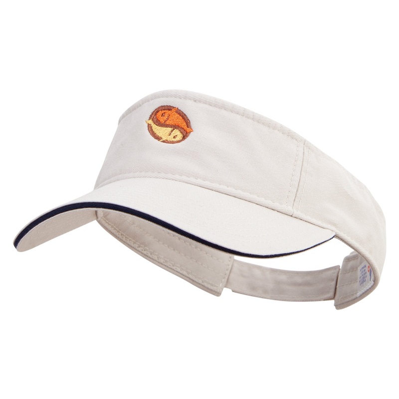 Two Fish Logo Embroidered Prostyle Cotton Twill Washed Visor Stone Navy One Size