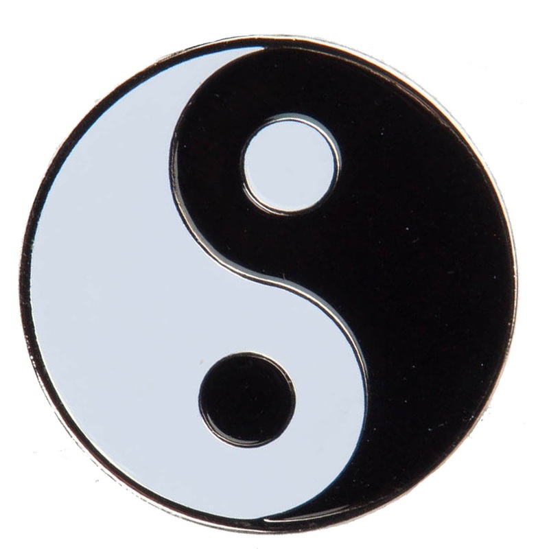 Yin Yang Lapel Pin Black White One Size
