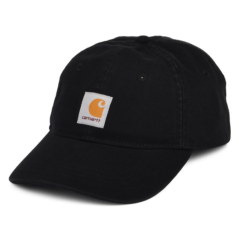 Carhartt WIP Hats Dunes Washed Cotton Canvas Snapback Cap – Black Adjustable