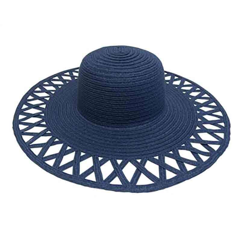Cutout Brim Straw Summer Hat, Navy – Boardwalk Style Navy Medium (57 cm)