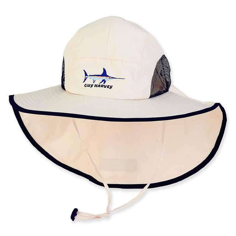 Flap Cap with Wide Sun Shield by Guy Harvey Beige