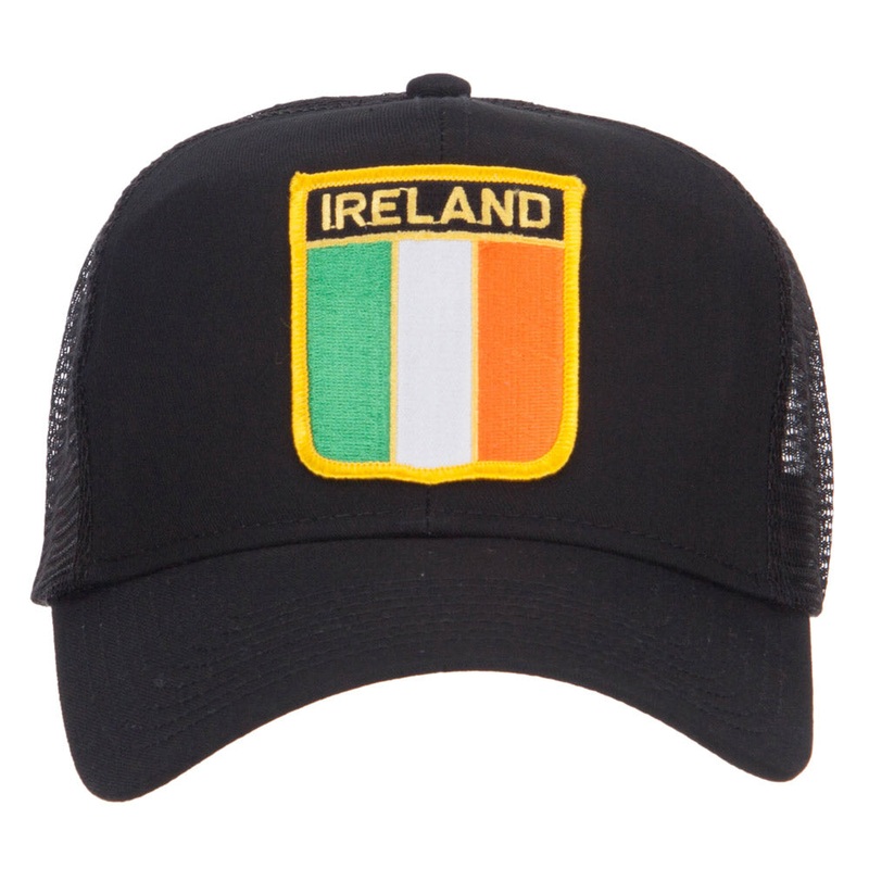 Ireland Flag Shield Patched Mesh Cap Black One Size