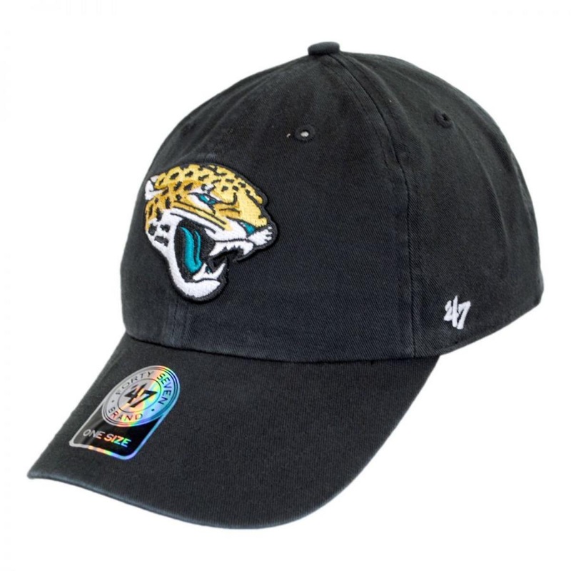 Jacksonville Jaguars NFL Clean Up Strapback Baseball Cap Dad Hat BLACK ADJUSTABLE