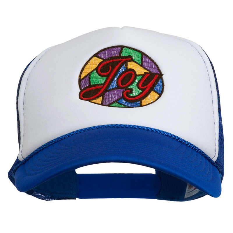 Joy Embroidered Two Tone Foam Mesh Back Cap Royal White One Size
