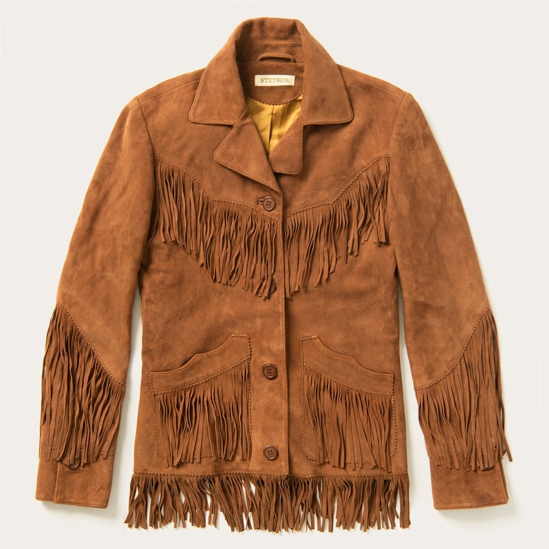 Lamb Suede Fringed Jacket Brown XS