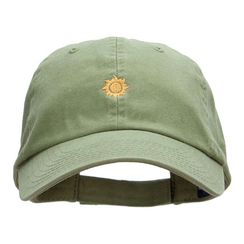 Mini Tribal Sun Embroidered Low Profile Dyed Cotton Twill Cap Cactus One Size