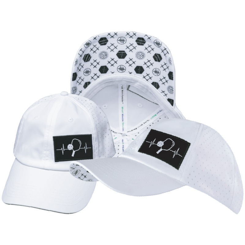 Pickleball Hat – Dad Hat – White – Laser Mesh