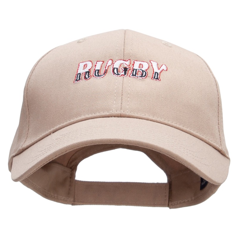 Rugby Word Embroidered Low Profile Structured  Cap Khaki One Size