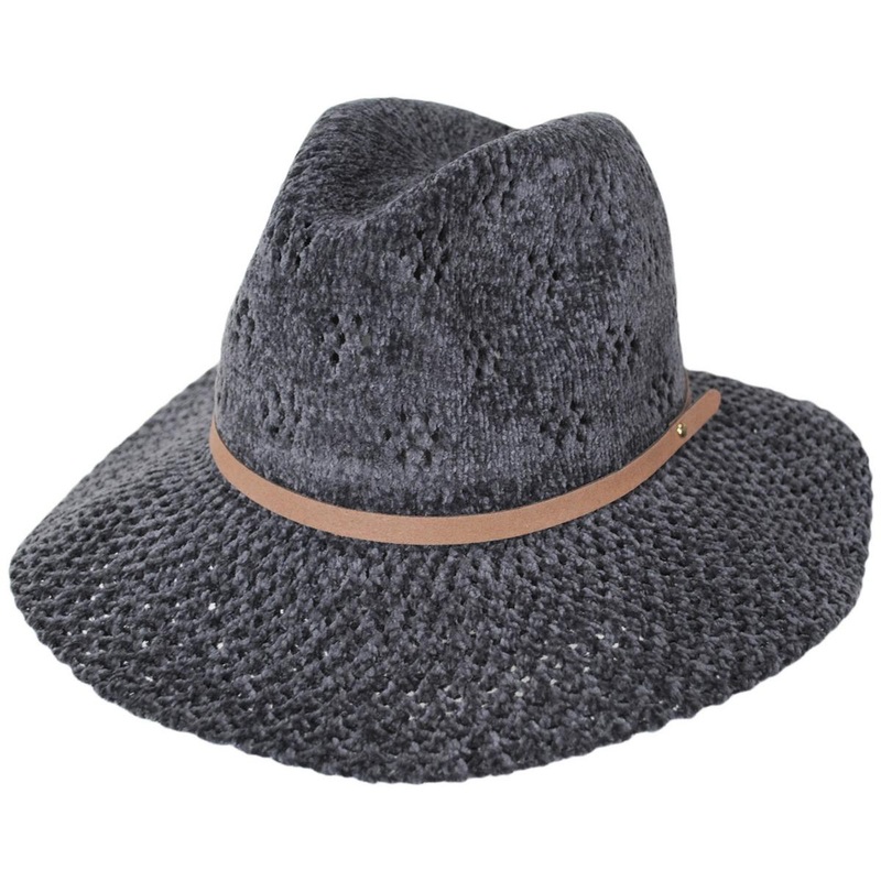 Walnut Grove Chenille Knit Fedora Hat CHARCOAL ONE SIZE FITS MOST