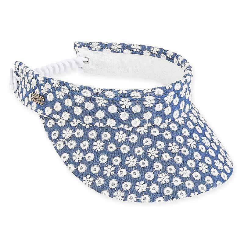 Bailey Embroidered Denim Sun Visor with Coil Closure – Sun ‘N’ Sand Dark Denim