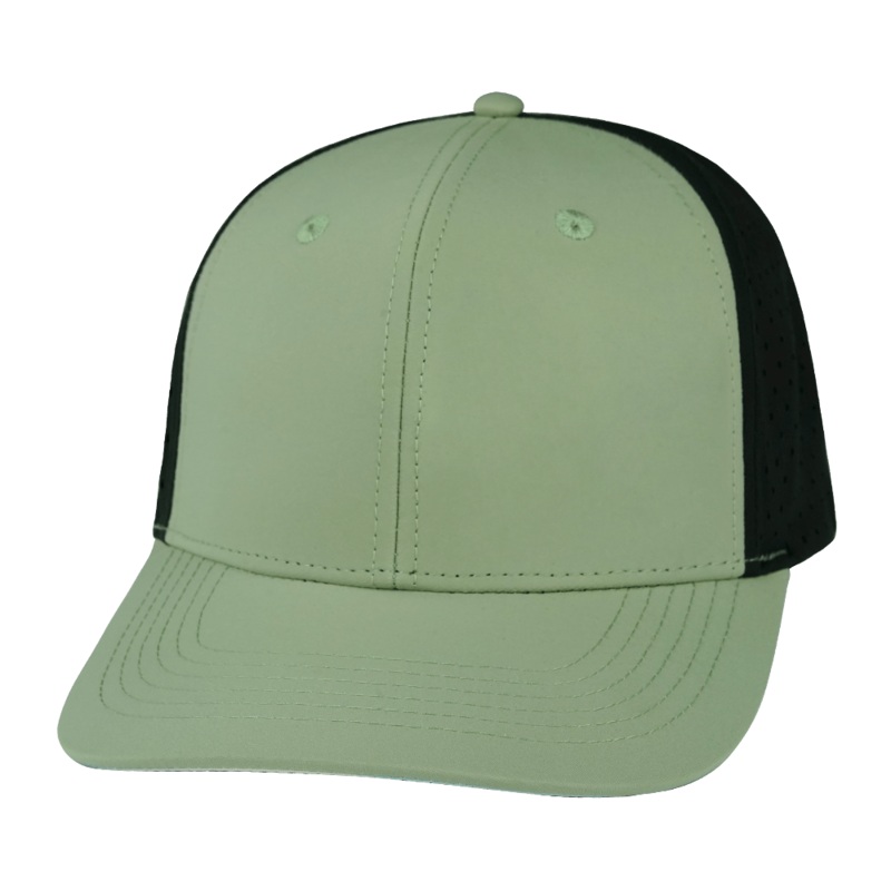 Blank – 6 Panel – Sage / Black (Unisex) – Laser Mesh