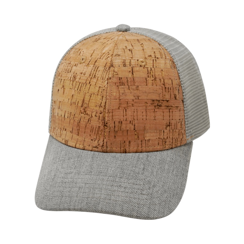 Blank – 6 Panel – Shallow Fit – Cork – Heather Gray / Gray (Unisex) Trucker Mesh