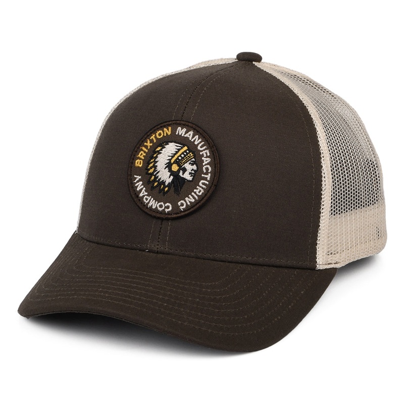 Brixton Hats Rival Stamp NetPlus MP Trucker Cap – Brown-Off White Adjustable