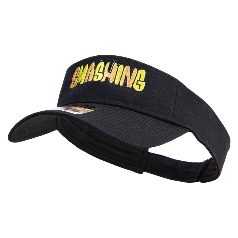 Hand Drawn Smashing Embroidered Cotton Twill Sun Visor Black One Size