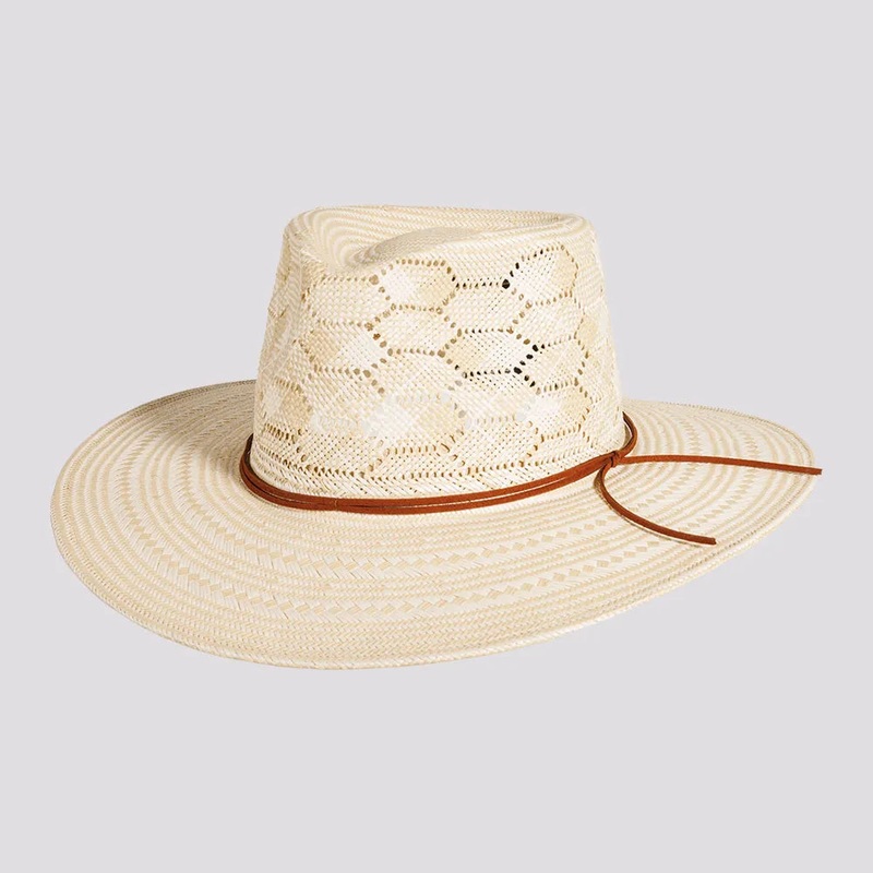 Mira | Womens Glazed Two Tone Toyo Straw Outback Hat Ivory S/M