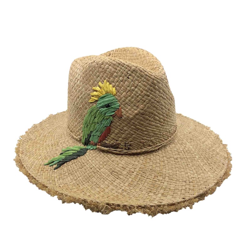 Parakeet Raffia Safari Hat with Frayed Brim – Cappelli Straworld Natural