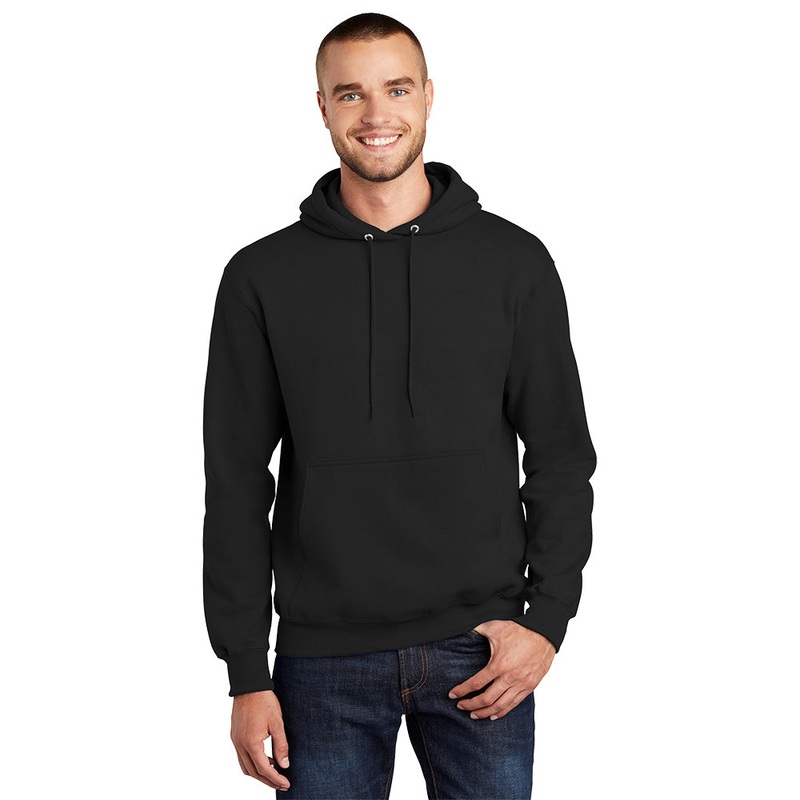 Port & Company PC90H Essential Fleece Pullover Hooded Sweatshirt – Jet Black Jet Black S
