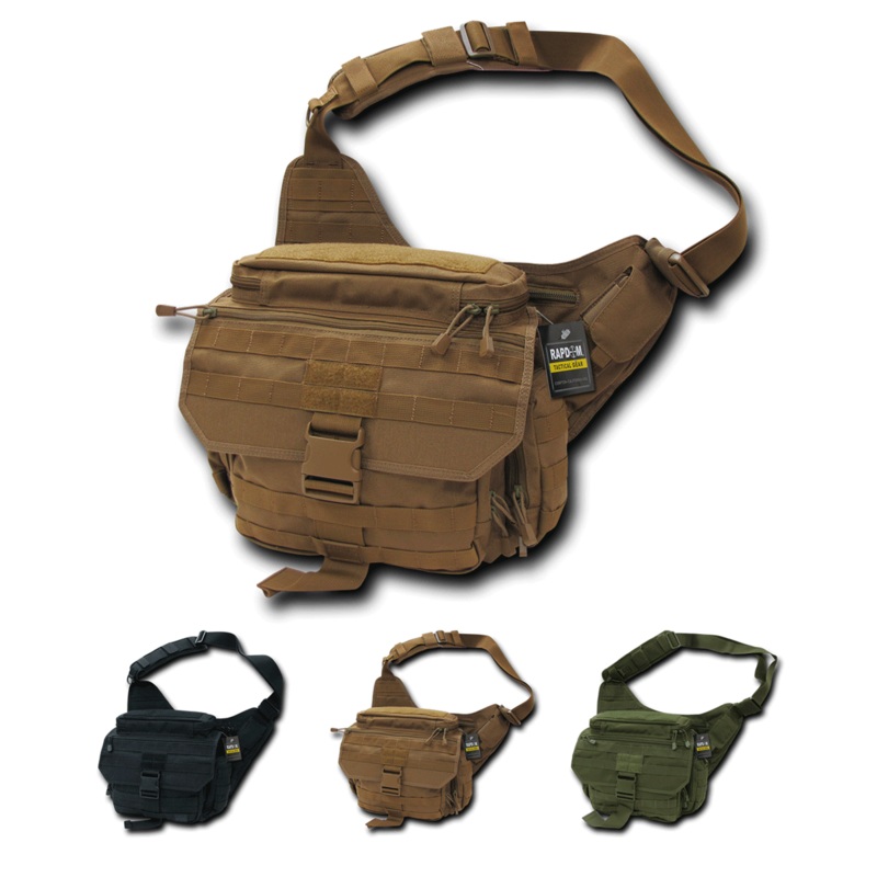 RapDom Tactical Messenger Bag, Molle Shoulder Field Pack – T311 Black