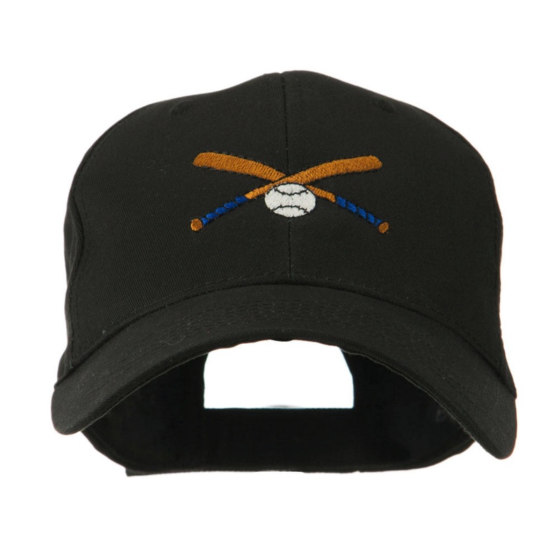 Small Crossed Bats and Ball Embroidered Cap Black One Size