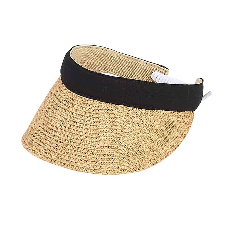 Small Heads Cotton Band Straw Visor with Coil Closure – Sunny Dayz Black