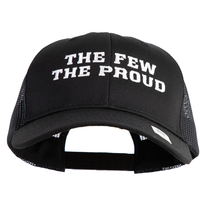 The Few The Proud Embroidered 6 Panel Structured Cotton Twill Mesh Cap Made in USA Black One Size