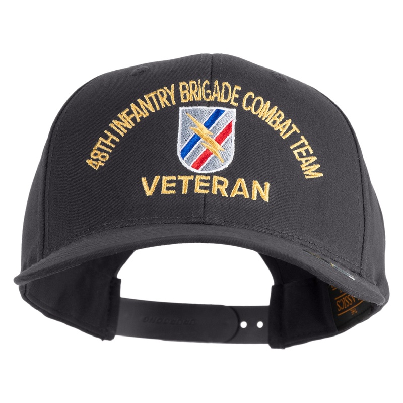 U.S. Army 48th Infantry Brigade Combat Team Embroidered Retro Cotton Blend Snapback Cap Charcoal One Size