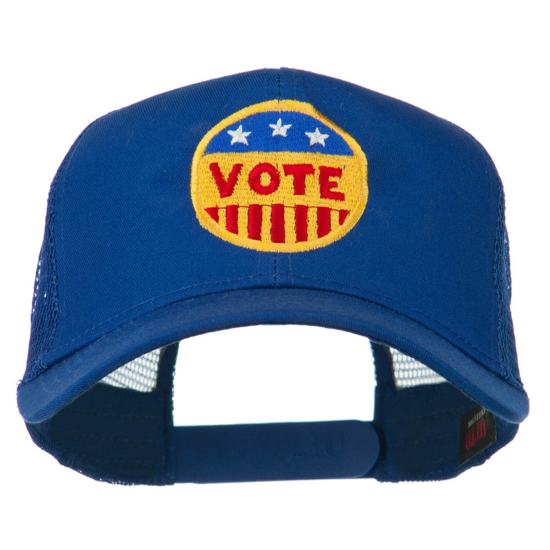 Vote Button Embroidered Mesh Back Cap Royal One Size